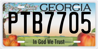 GA license plate PTB7705