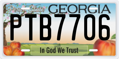 GA license plate PTB7706
