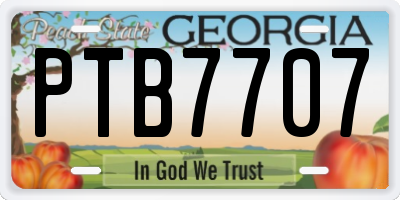 GA license plate PTB7707