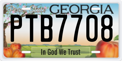 GA license plate PTB7708