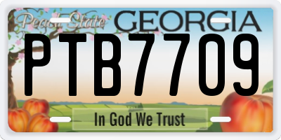 GA license plate PTB7709