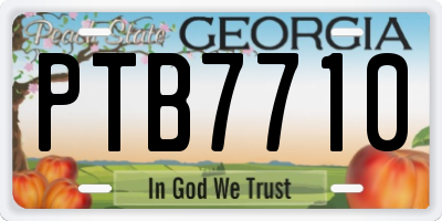 GA license plate PTB7710