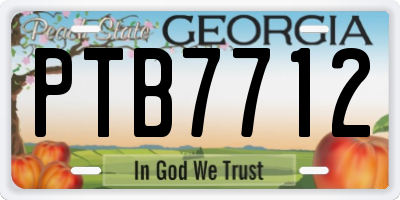 GA license plate PTB7712