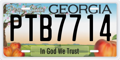 GA license plate PTB7714