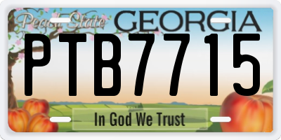 GA license plate PTB7715