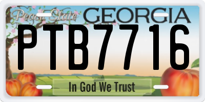 GA license plate PTB7716