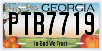 GA license plate PTB7719