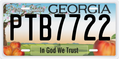 GA license plate PTB7722