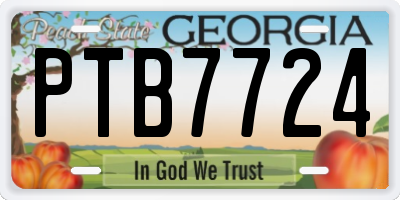 GA license plate PTB7724
