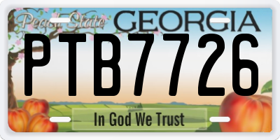 GA license plate PTB7726