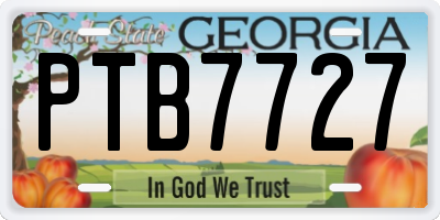 GA license plate PTB7727
