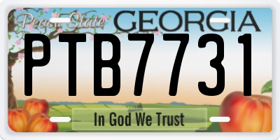 GA license plate PTB7731