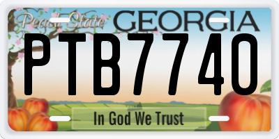 GA license plate PTB7740