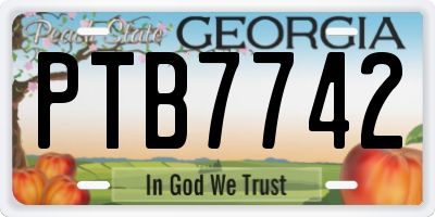 GA license plate PTB7742