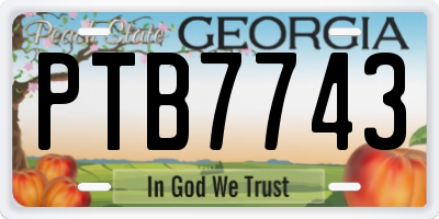 GA license plate PTB7743