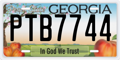 GA license plate PTB7744