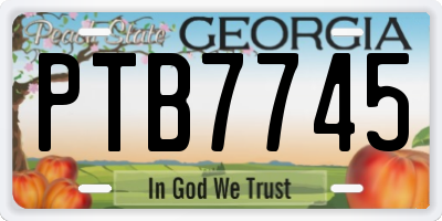 GA license plate PTB7745