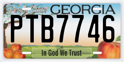 GA license plate PTB7746