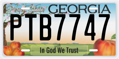 GA license plate PTB7747