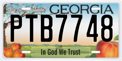 GA license plate PTB7748