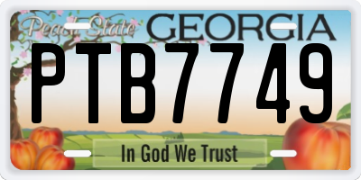 GA license plate PTB7749
