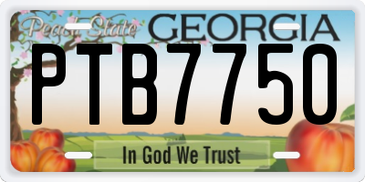 GA license plate PTB7750