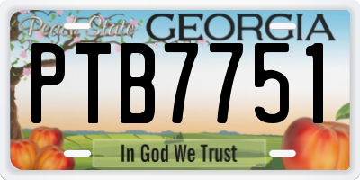 GA license plate PTB7751