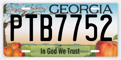 GA license plate PTB7752