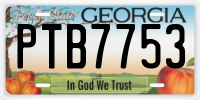 GA license plate PTB7753