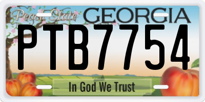 GA license plate PTB7754