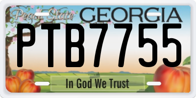 GA license plate PTB7755