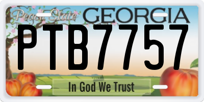 GA license plate PTB7757