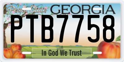 GA license plate PTB7758