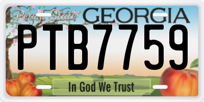 GA license plate PTB7759