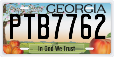 GA license plate PTB7762