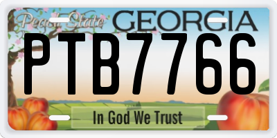 GA license plate PTB7766