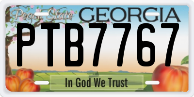 GA license plate PTB7767