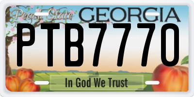 GA license plate PTB7770