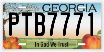 GA license plate PTB7771