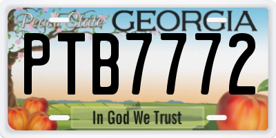 GA license plate PTB7772