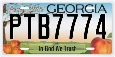 GA license plate PTB7774
