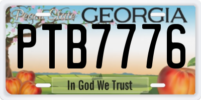 GA license plate PTB7776