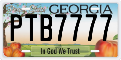 GA license plate PTB7777