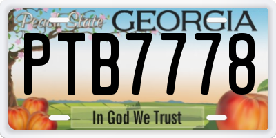 GA license plate PTB7778