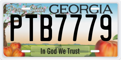 GA license plate PTB7779