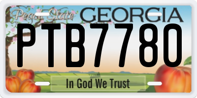 GA license plate PTB7780