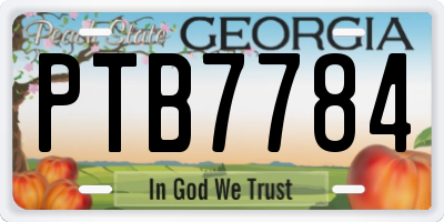 GA license plate PTB7784