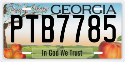 GA license plate PTB7785