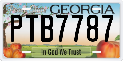 GA license plate PTB7787
