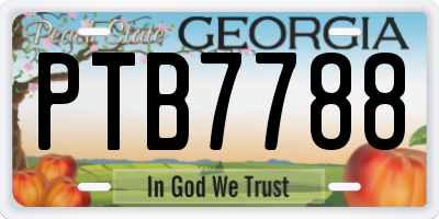 GA license plate PTB7788